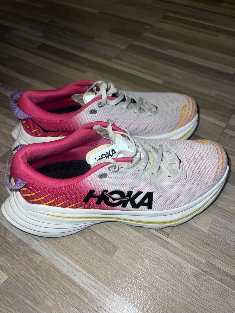Hoka One One Women's Pink White Athletic Running Shoes
